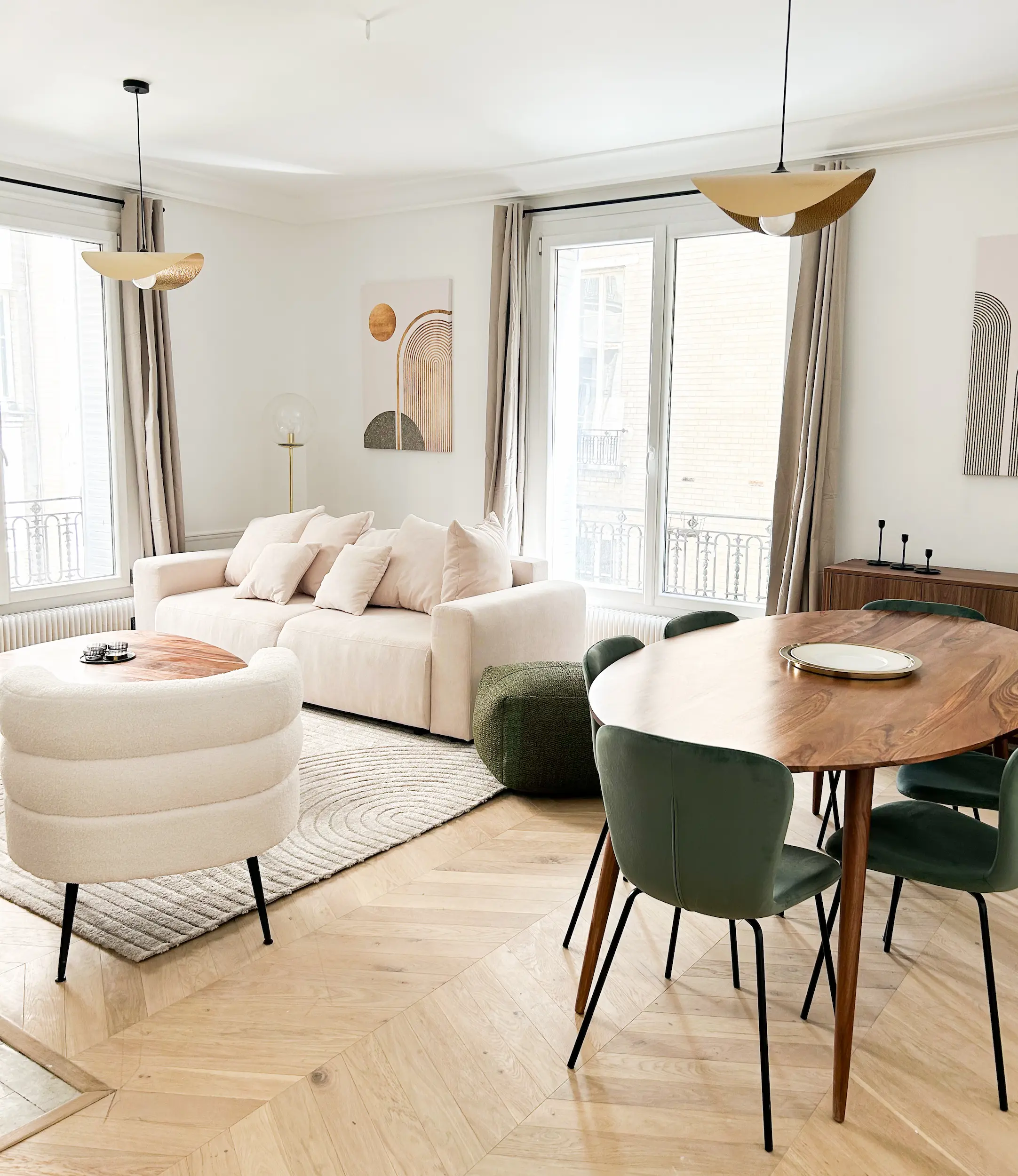 Salon rénovation appartement 75 m² Paris 16e, Studio LC Design