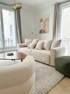 Salon circulation ouverte rénovation appartement Paris 16e, Studio LC Design