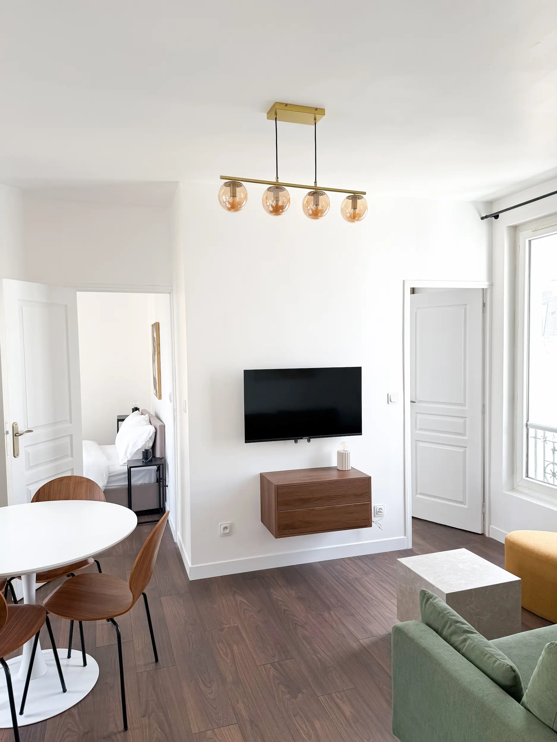Pièce de vie appartement rénové, studio LC Design, Paris